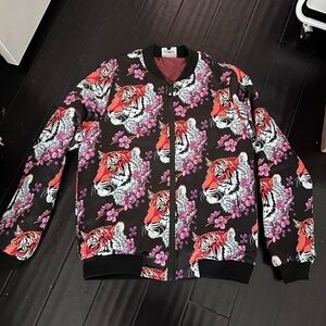 Floral Tiger Print Bomber Jacket